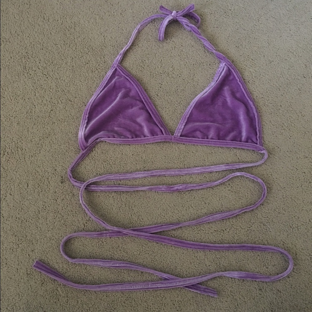 nwot! purple velvet wrap bralette top