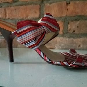 Silk heeled mules