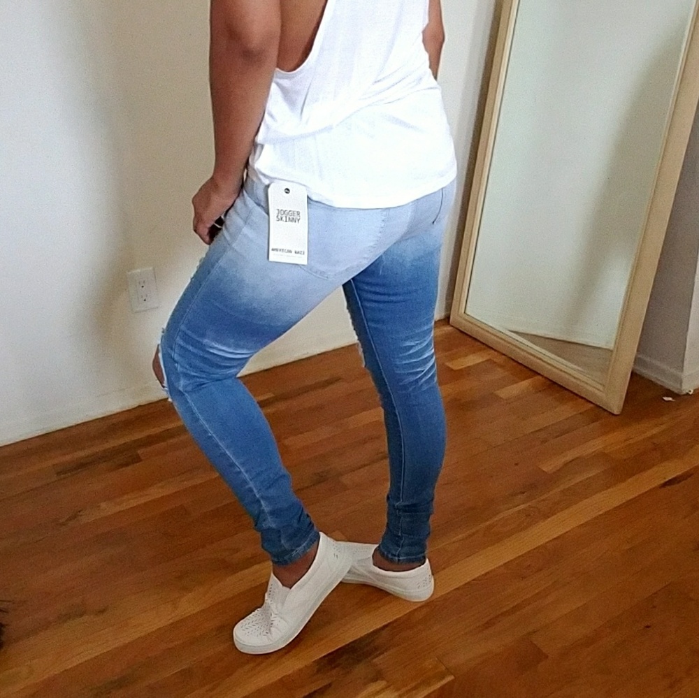 DISTRESSED DENIM JOGGERS - Picture 4 of 8