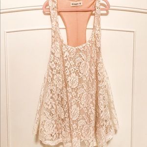 Boutique Ivory Lace and Nude Top
