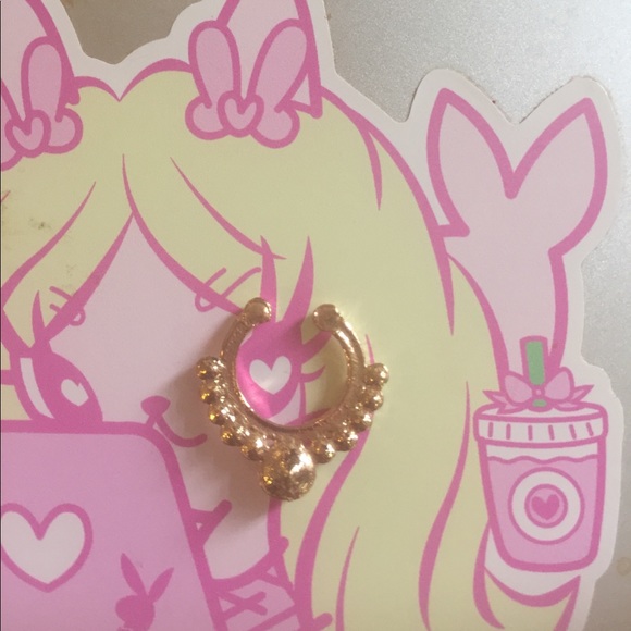 Rhinestone Fake Septum Ring - Picture 2 of 2