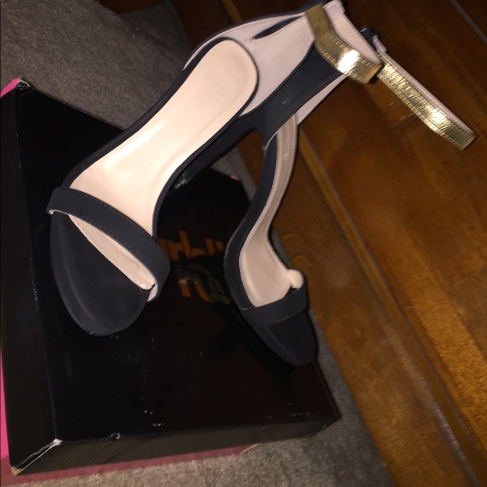 Black and gold sandal heels