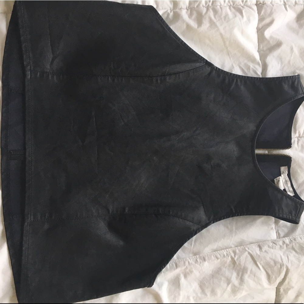 Urban Outfitters Black Vegan Leather MidLength Top