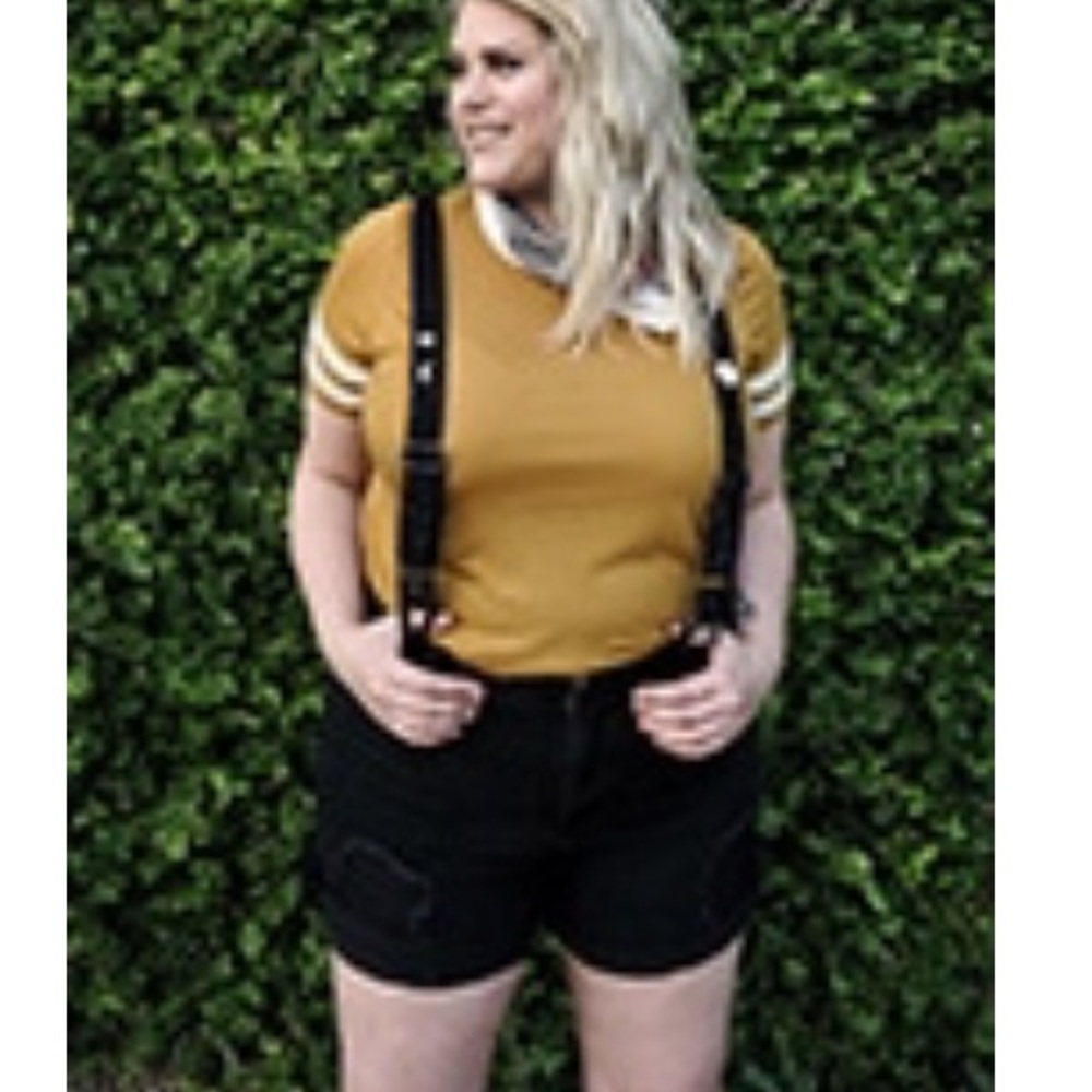 Black Denim Shorts with Suspenders Forever 21 Plus