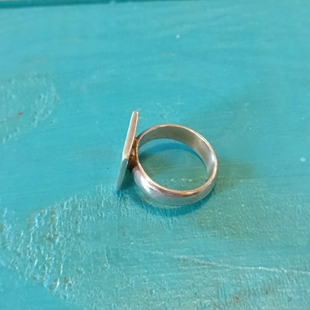 Monogrammed Square Silver Intial Ring - image 2