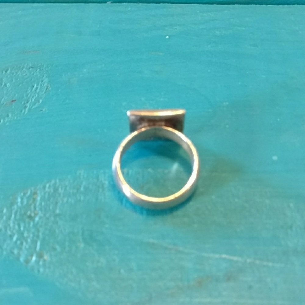 Monogrammed Square Silver Intial Ring - image 3