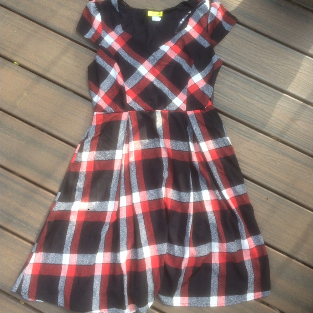 Gorgeous L Red Plaid Modcloth Dress
