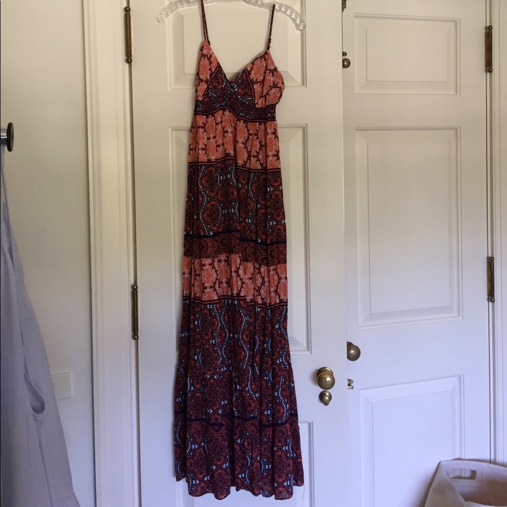 Aqua printed maxi dress