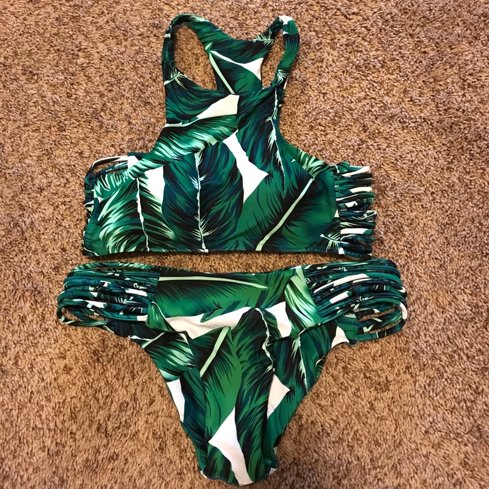Brand new with tags leaf two piece bathing suit