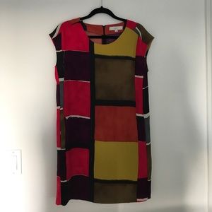 LOFT Mod Bright Shift Dress with sleeves