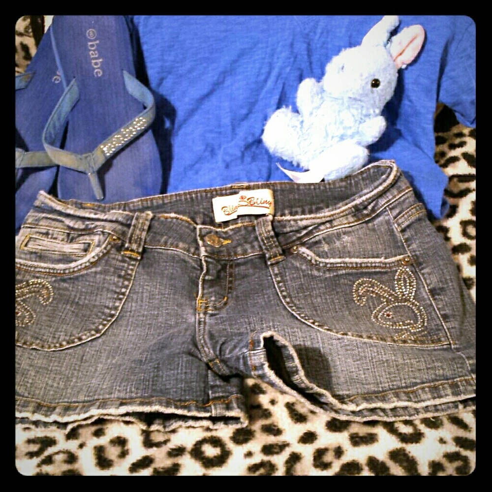 Size Large Bling Playboy Bunny shorts