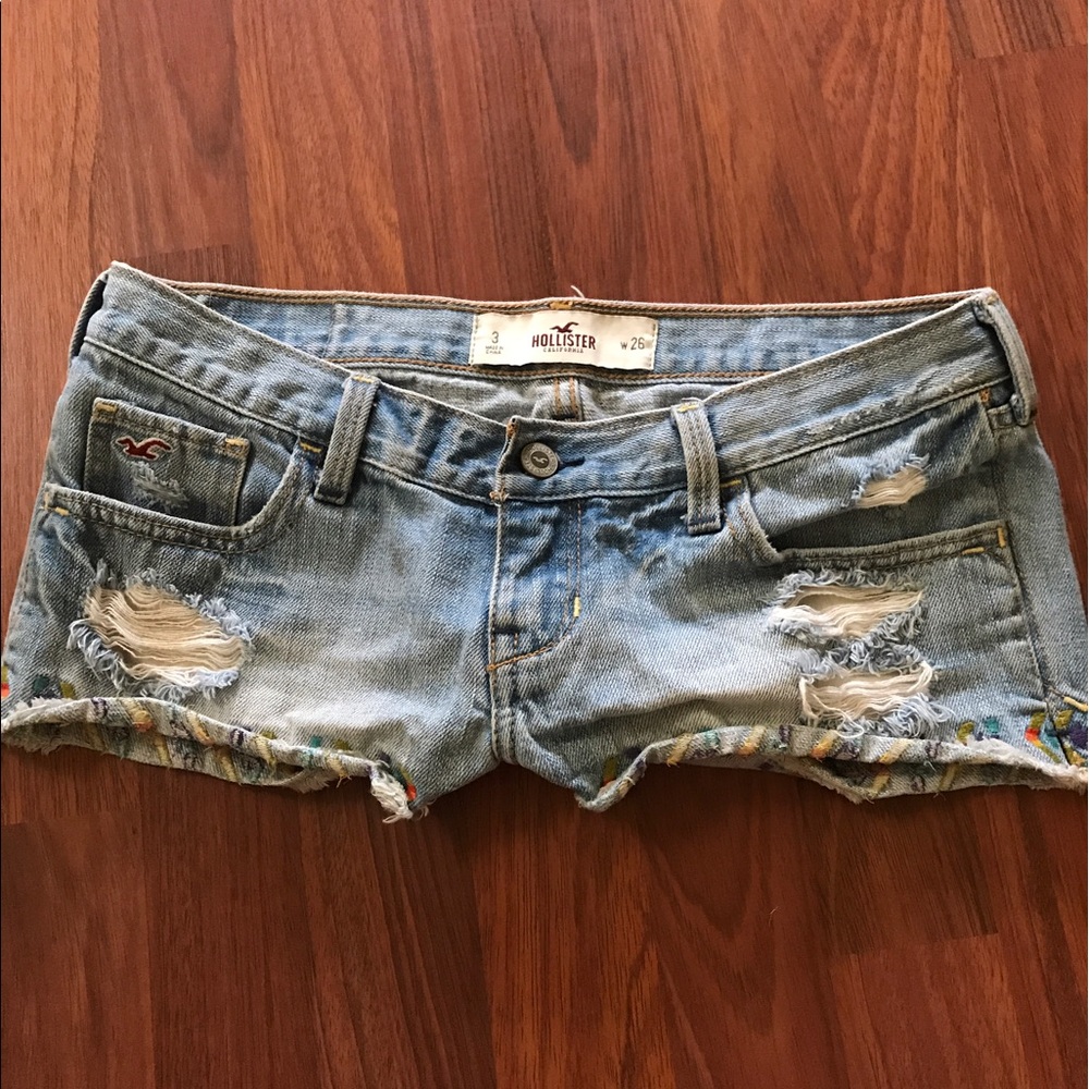 Hollister denim shorts with print.