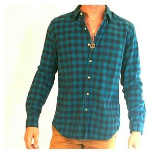 J.Crew medium blue and black flannel shirt