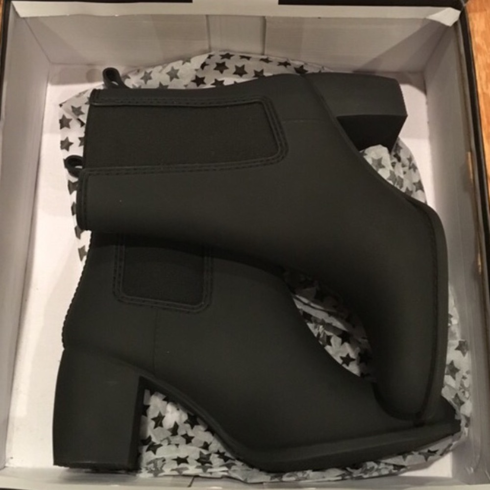 Black rain boots