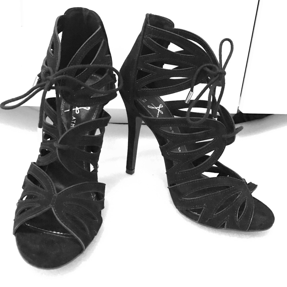 Black lace up heels