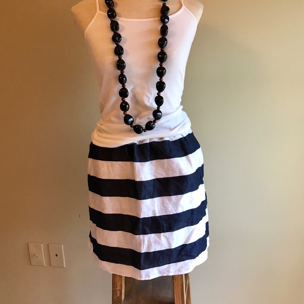 KENAR/Nordstrom Navy & White Linen Skirt Size 12