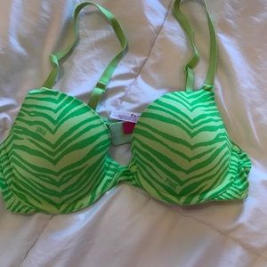 Green striped bra