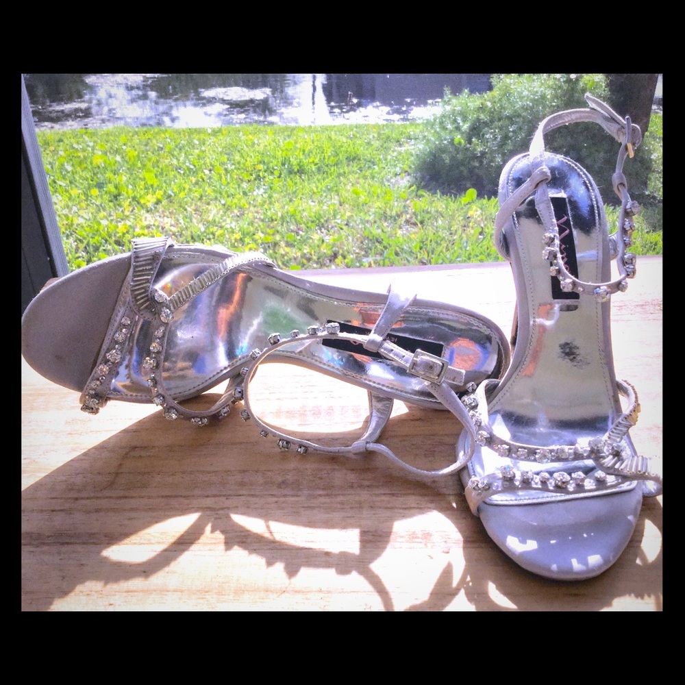 Nina silver satin sandals