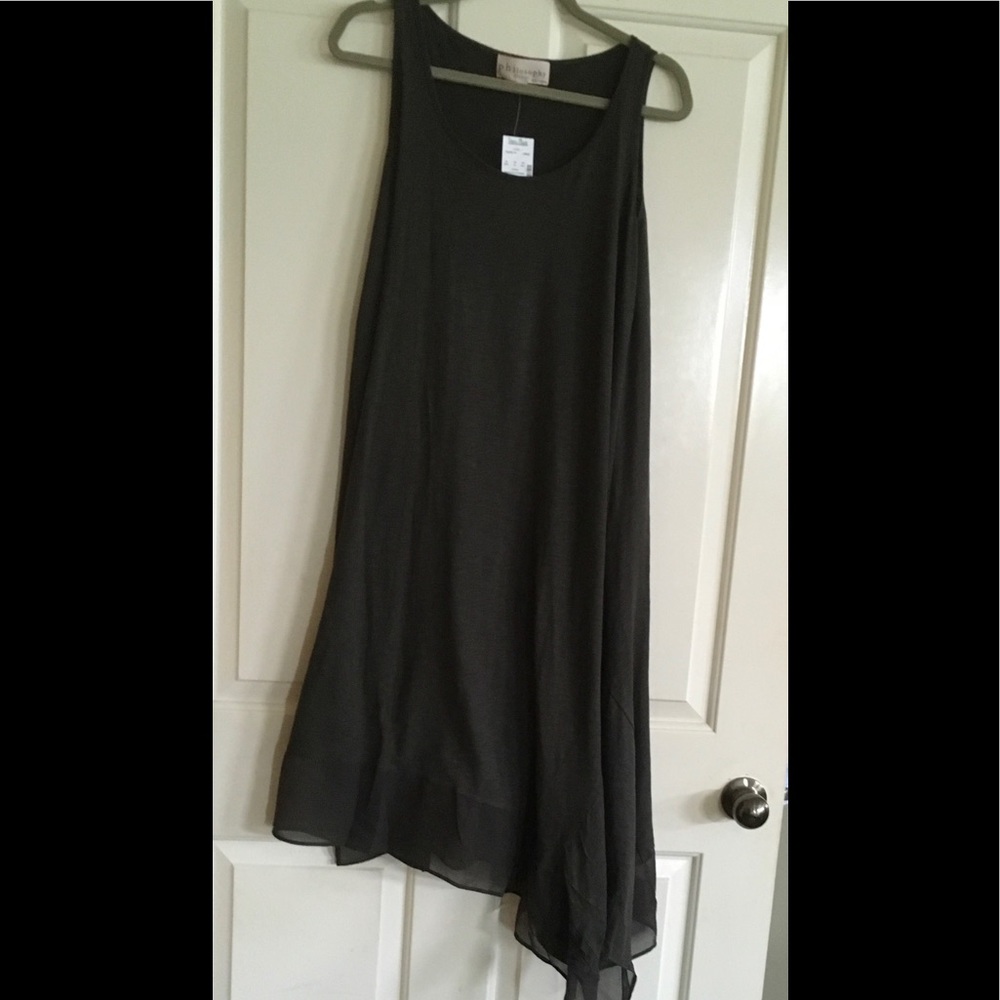 Philosophy Sundress Green/Grey Asymmetrical hem