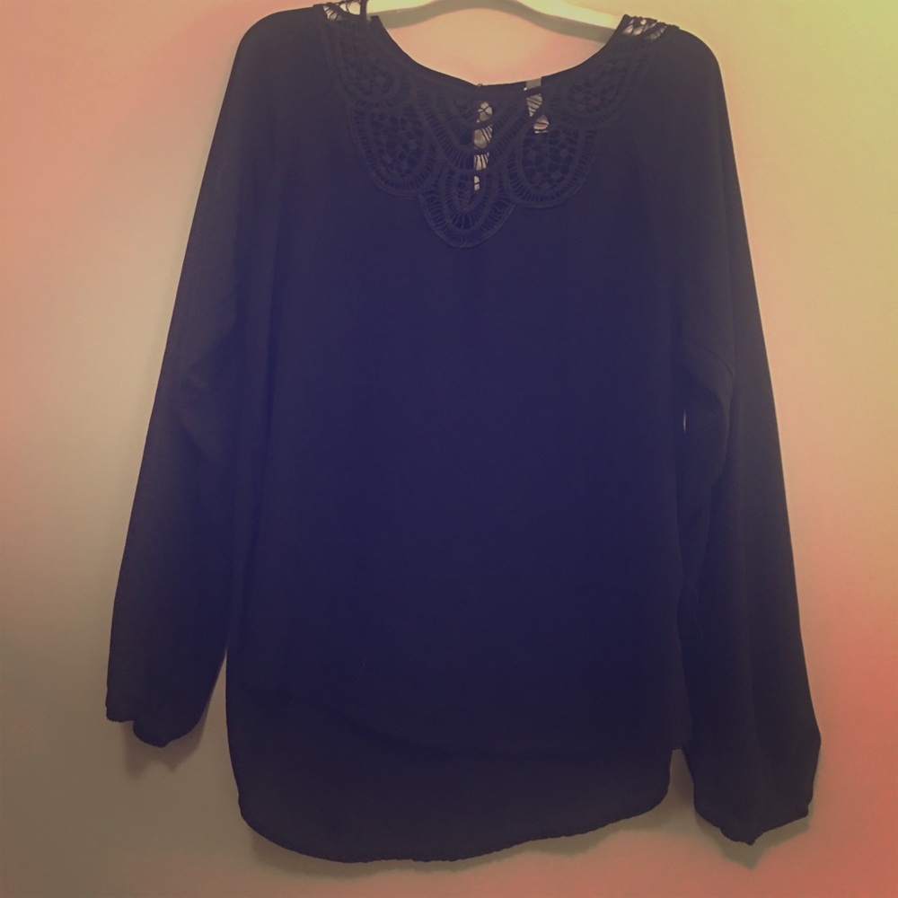 Black Long sleeve polyester blouse