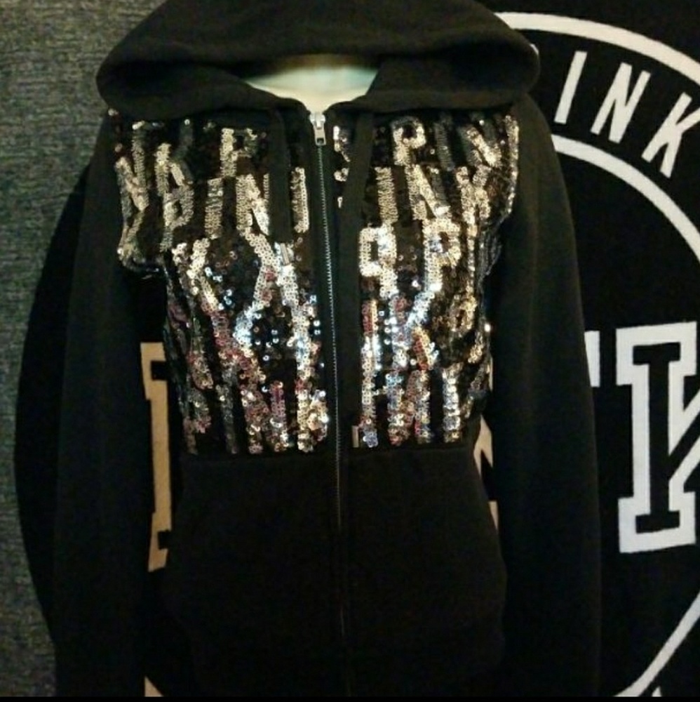 Vs pink blingy logo full zip hoodie