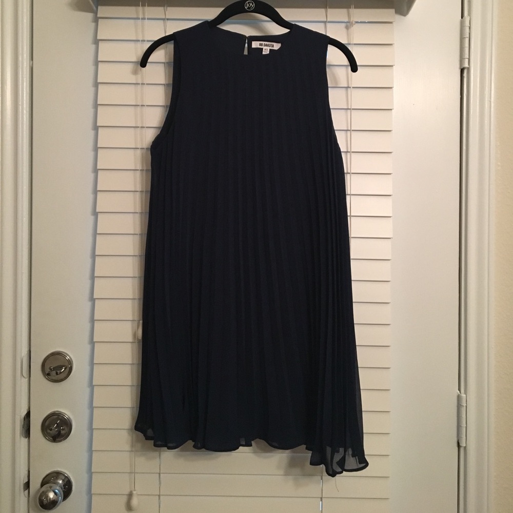 BB Dakota Navy Pleated Dress