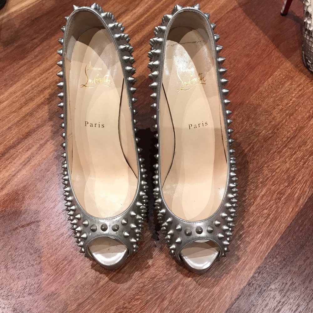 Christian louboutin champagne studded heel