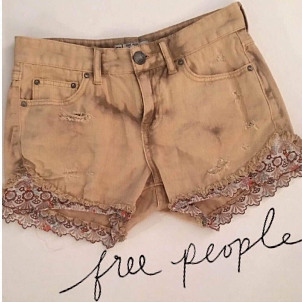 Free People Acid Wash Distressed Denim Shorts
