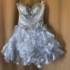 Silver strapless homecoming dress