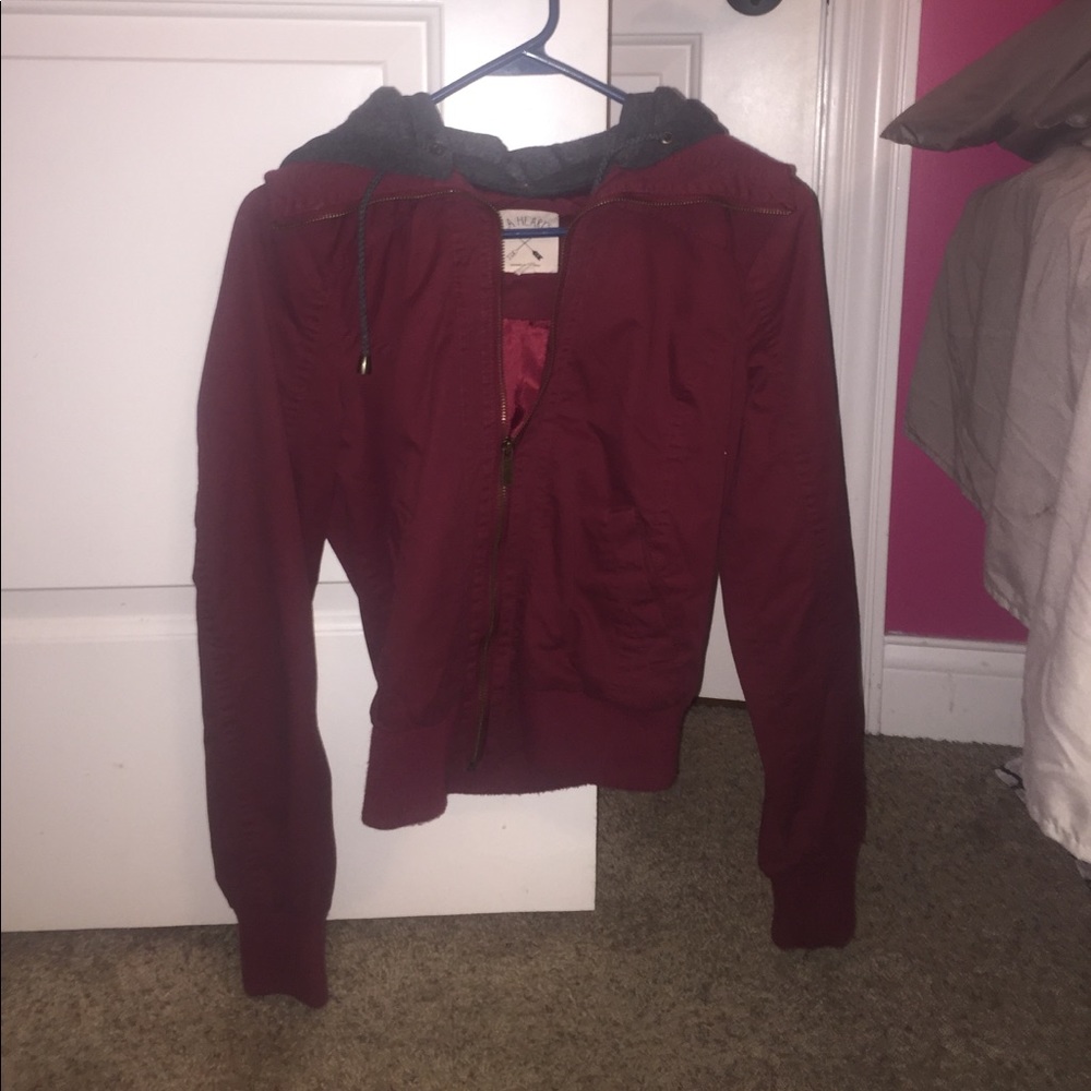 Maroon bomber jacket