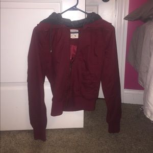 Maroon bomber jacket