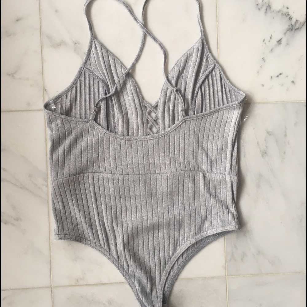 NWOT "Buenos Aires" gray lattice bodysuit - Picture 3 of 3
