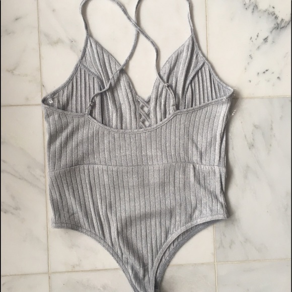 NWOT "Buenos Aires" gray lattice bodysuit - Picture 3 of 3