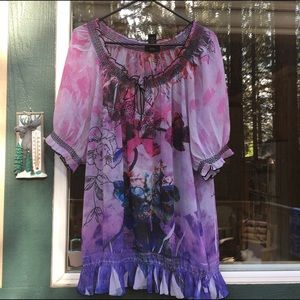 Lane Bryant Floral Sheer Top Plus Size 18/20 Pink