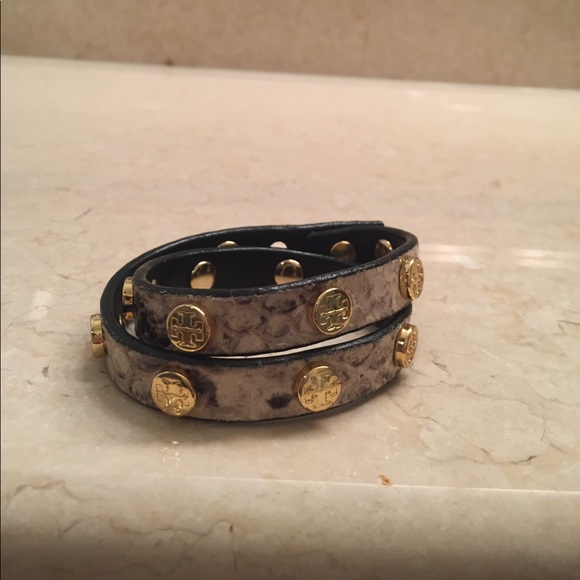 Tory Burch Jewelry - Tory Burch Snakeskin wrap around logo bracelet