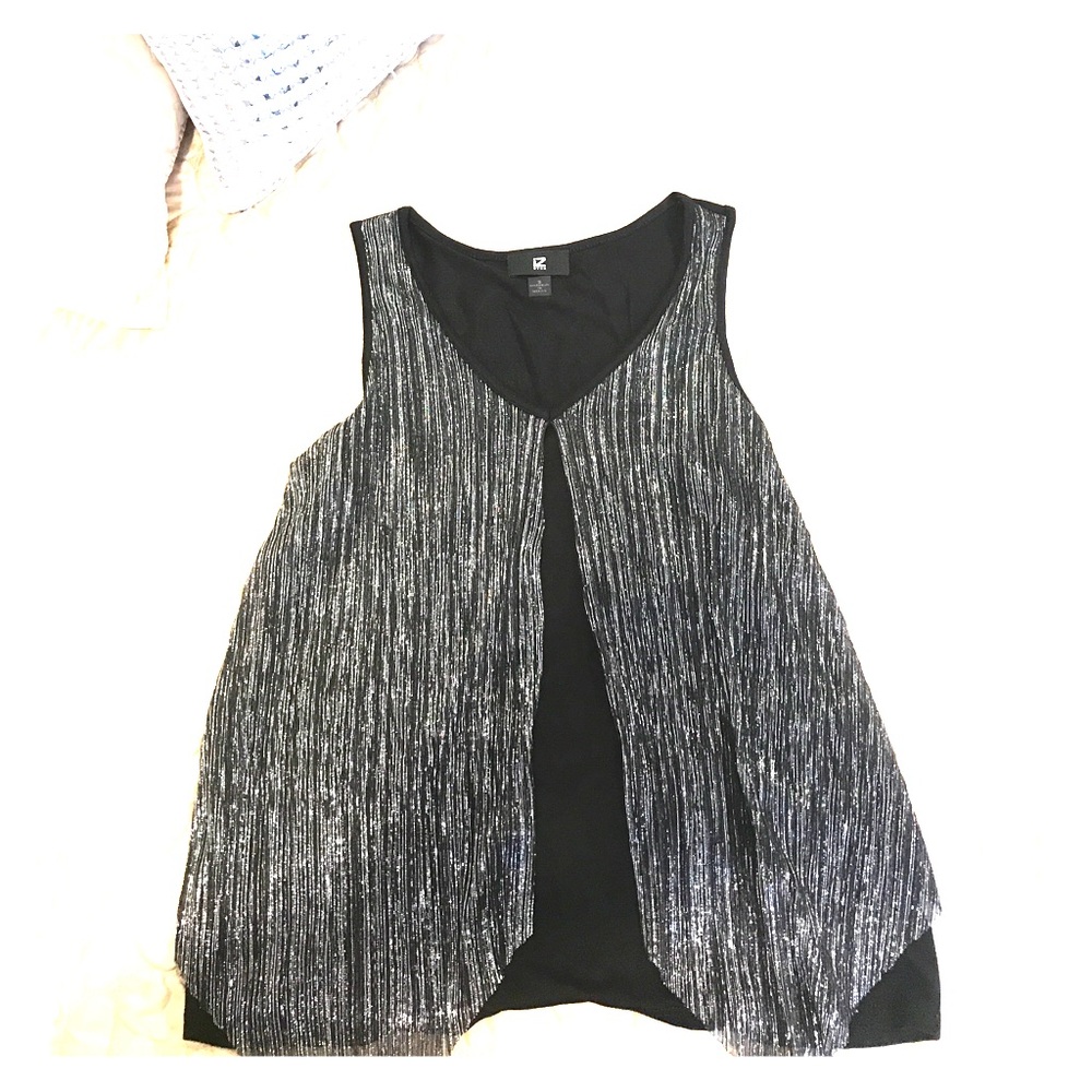 Black and silver evening top