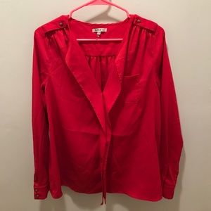 Red v neck blouse