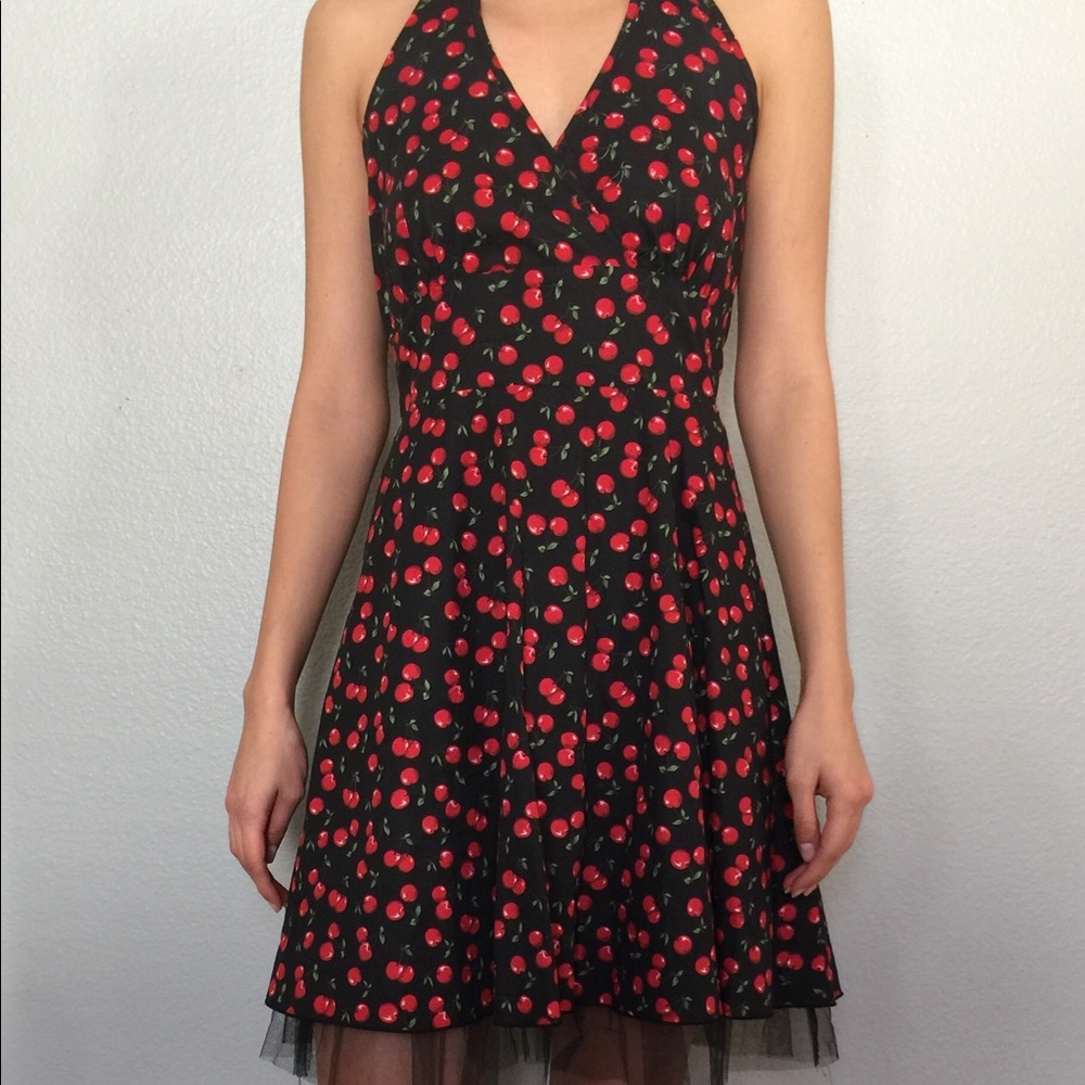 Cherry Halter Rockabilly Summer Dress