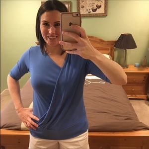 Blue ann Taylor criss cross front top