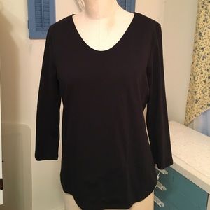 Brand NWT Talbots 3/4 length sleeve sz M black top