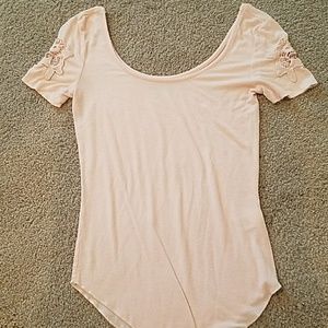 Mudd crocheted sleeve top