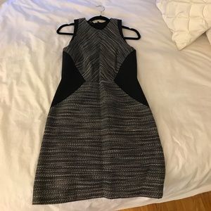 Black and white color block dress