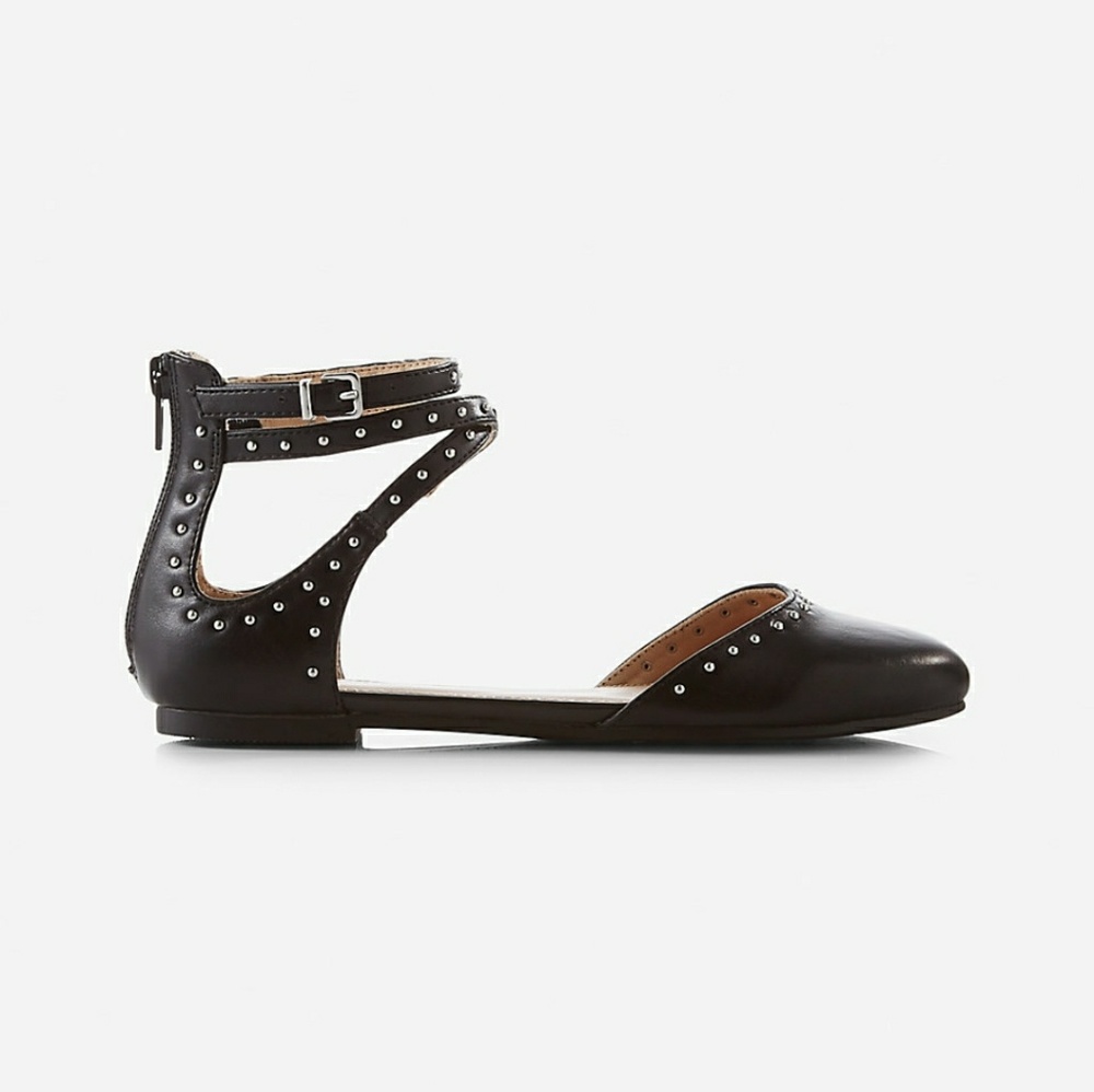 Express Black Faux Leather Studded Flats