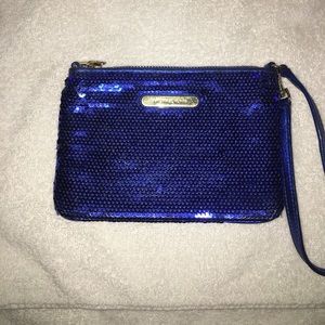 Michael Kors blue sequin wristlet