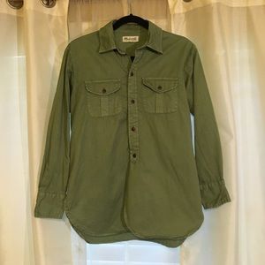 Madewell camo green button down