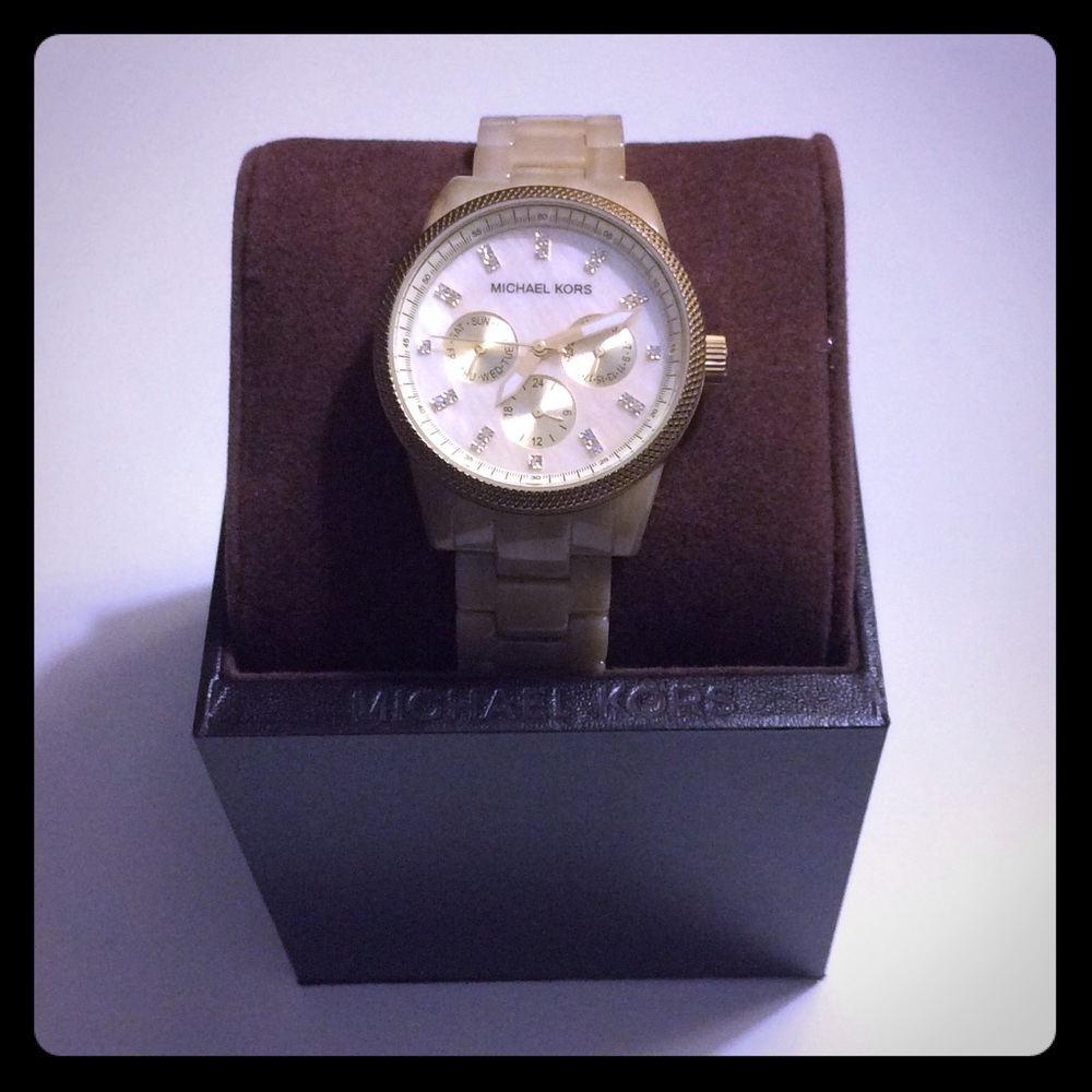 Michael Kors Bone & Gold Watch