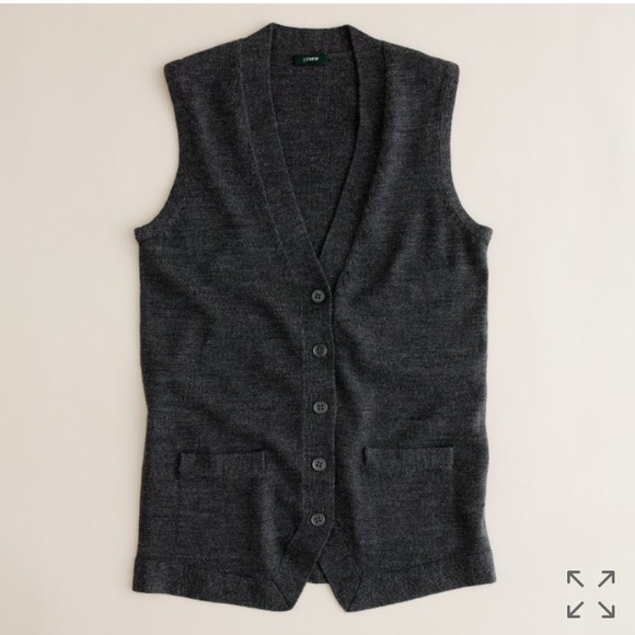 NWOT J. Crew merino wool vest charcoal Small - Picture 1 of 5