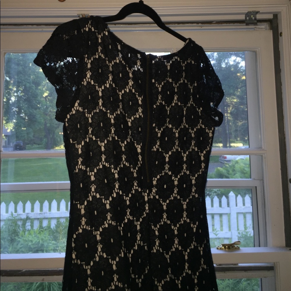 Elegant Black Floral Dress with Cream Slip