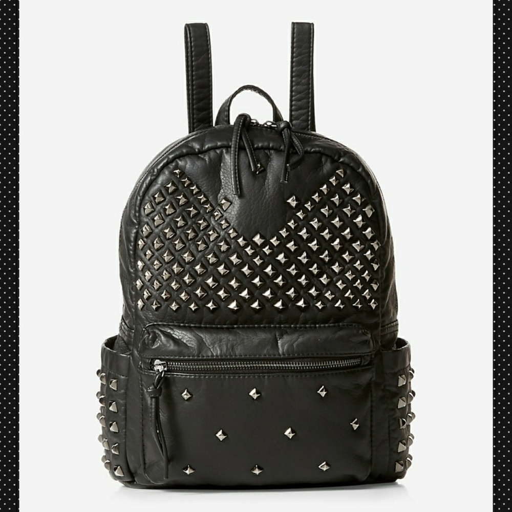 Express Black Faux Leather Studded Backpack