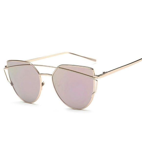 Pink Mirrored Metal Frame Cat Eye Sunglasses - Picture 4 of 6